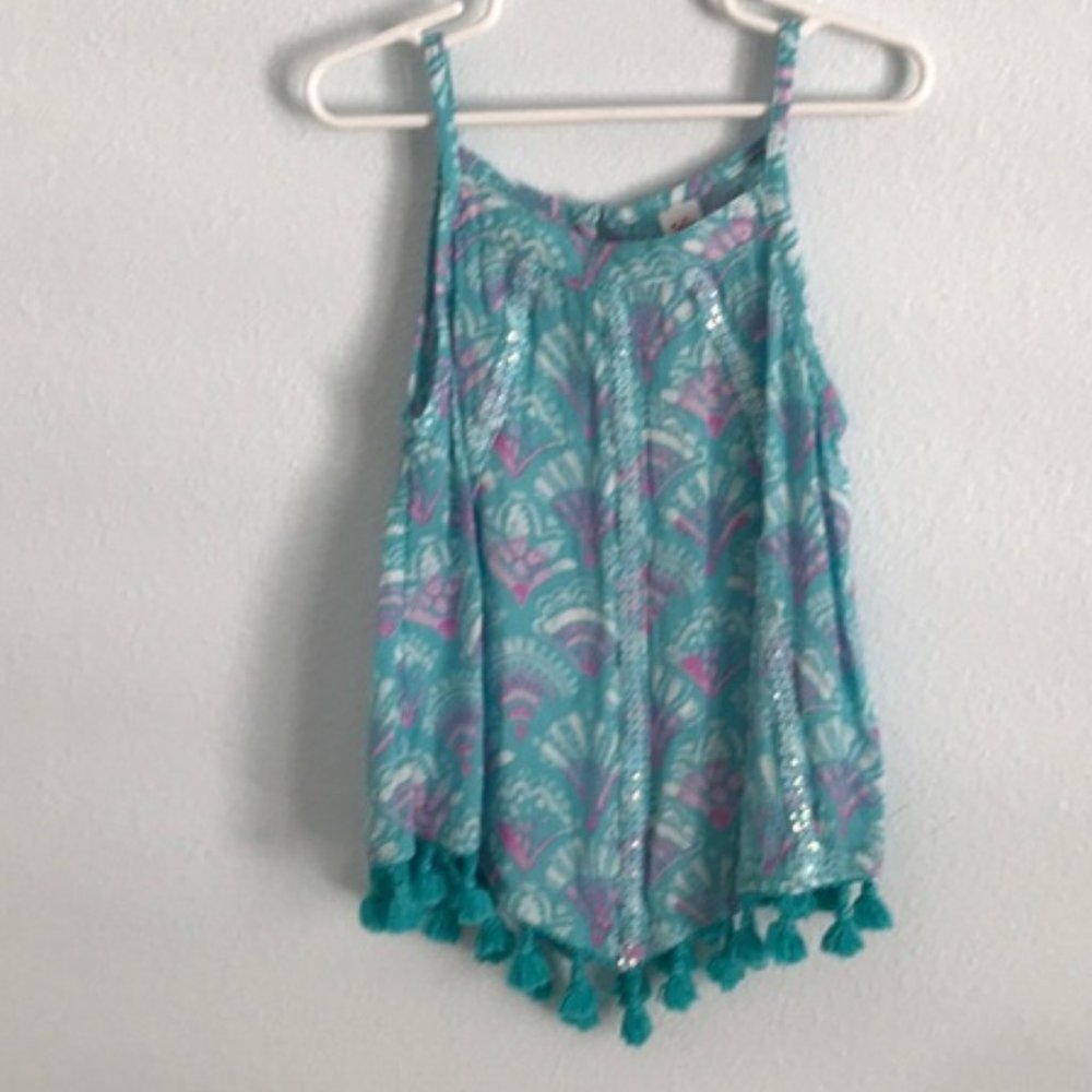 Justice teal sequined tank top 8